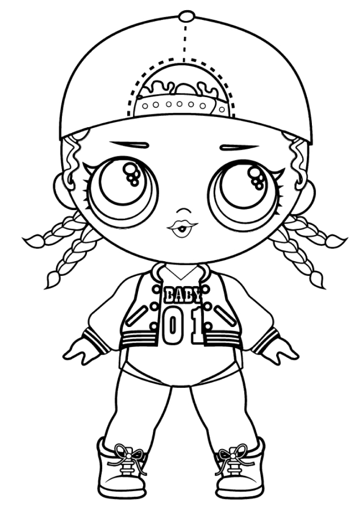 Coloring page Doll in a cap Print